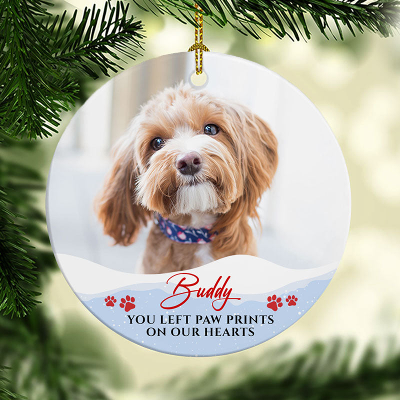 You Left Paw Print, Personalized Christmas Ornaments, Custom Photo Gift, Gift for Dog Lovers, Cat Lovers