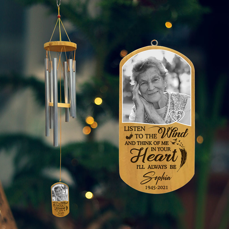 Listen To The Wind 2, Personalized Memorial Wind Chimes, Custom Photo Gifts, Memorial Gifts