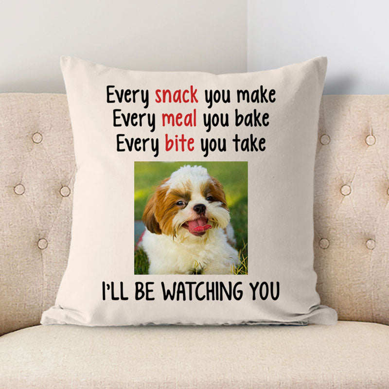 Snack Meal Bite, Custom Photo, Personalized Pillows, Gift for Dog Lovers