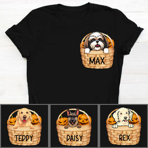 Pocket Custom T Shirts, Pumpkin Basket, Personalized Gifts for Dog Lovers