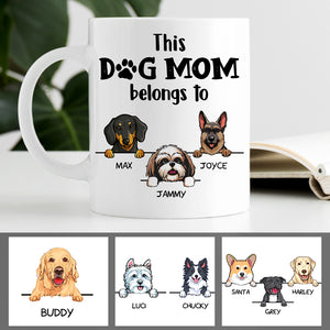 This Dog Mom Belongs To, Personalized Coffee Mug, Custom Gift for Dog Lovers