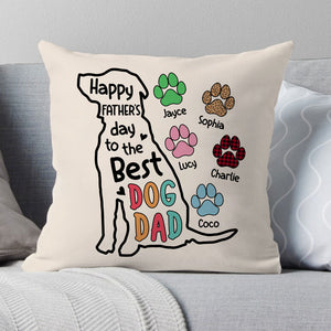 Happy Father's Day To The Best Dog Dad, Personalized Pillows, Custom Gift for Dog Lovers