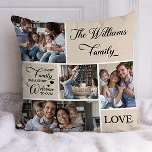 Every Family Has A Story, Personalized Pillows, Custom Photo Collage, Gift For Family