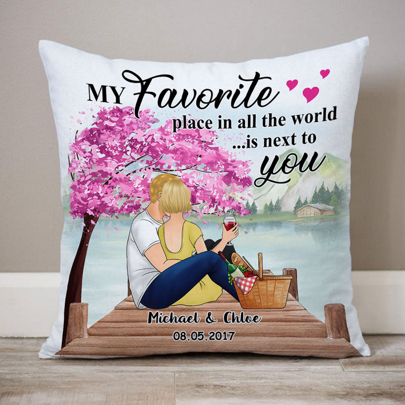 My Favorite Place Is Next To You, Couple Pillow, Personalized Pillows, Anniversary Gift