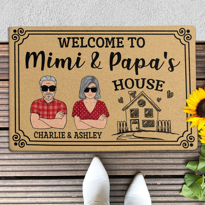 Welcome To Grandparent's House, Personalized Doormat, New Home Gift, Gift For Grandparents