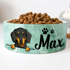 Personalized Custom Dog Bowls, Green Marble, Gift for Dog Lovers