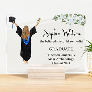 She Believed She Could, Personalized Acrylic Plaque, Graduation Gifts
