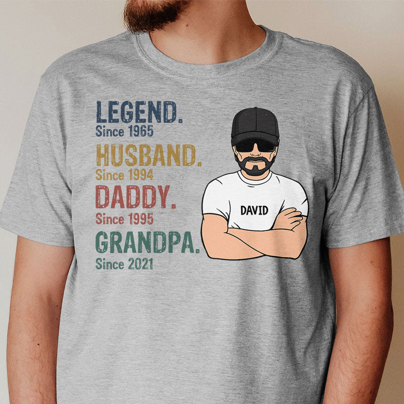 PersonalFury2 Personalized Gift for Grandpa, Custom T Shirt - Legend Husband Daddy Grandpa, Family Gift, PersonalFury, Basic Tee / White / 4XL