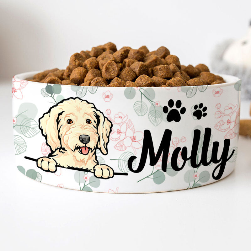 Personalized Custom Dog Bowls, Spring Blossom, Gift for Dog Lovers