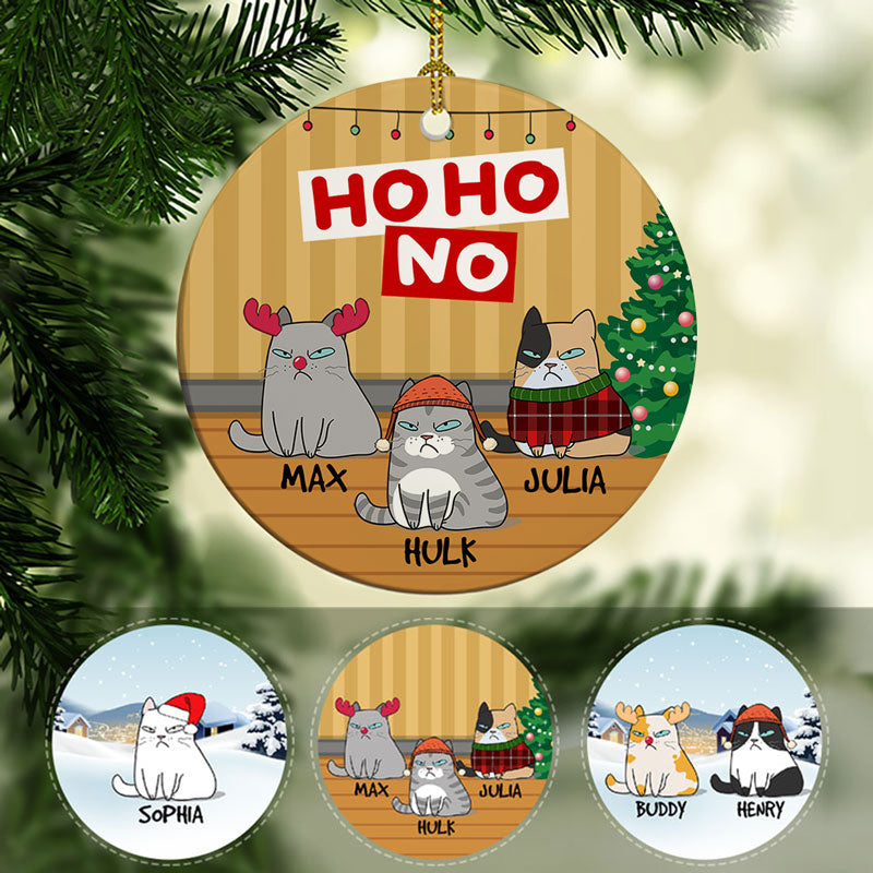 HoHoNo, Personalized Circle Ornaments, Custom Gift for Cat Lovers
