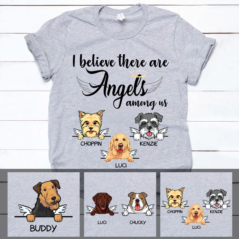 Angels Among Us, Custom Dog Memorial T Shirt, Personalized Gifts for Dog Lovers
