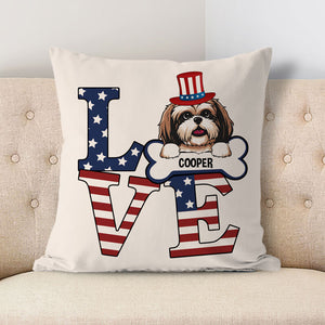 Love, 4th Of July Pillow, Personalized Pillows, Custom Gift for Dog Lovers