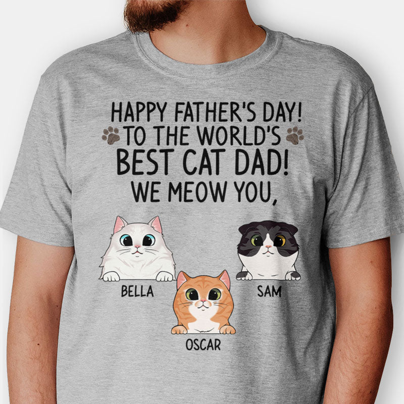 Happy Father's Day Cat Dad, Custom Shirt, Personalized Gifts for Cat Lovers