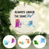 Always under the same sky, Personalized State Colors Circle Ornaments, Custom Long Distance Gift