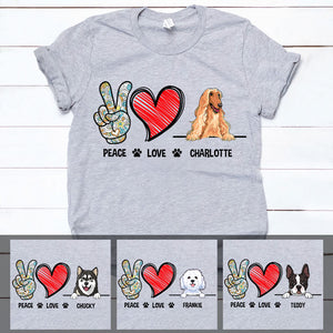 Peace Love, Custom T Shirt, Personalized Gifts for Dog Lovers