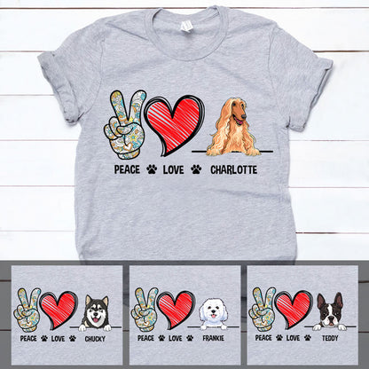 Peace Love, Custom T Shirt, Personalized Gifts for Dog Lovers