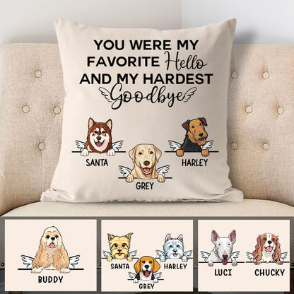Hello and Goodbye, Personalized Memorial Pillows, Custom Gift for Dog Lovers