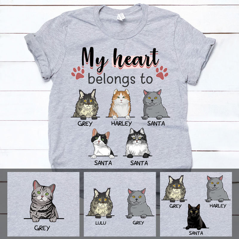 My Heart Belongs To, Custom Shirt, Personalized Gifts for Cat Lovers