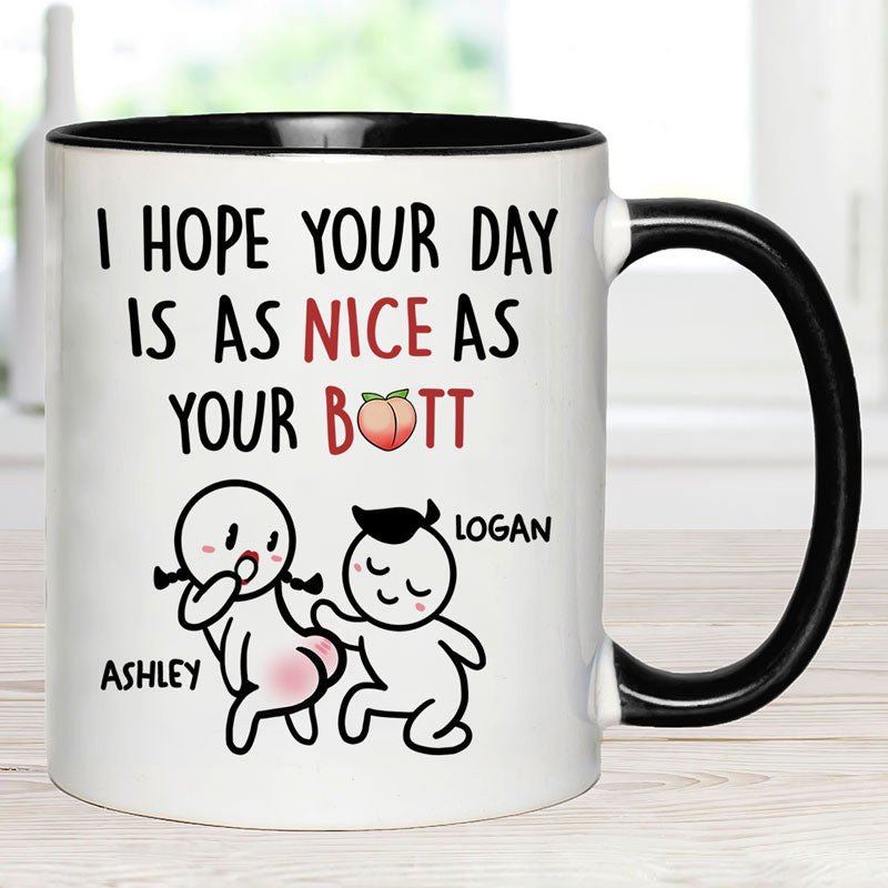 Hope Your Day Is Happy, Personalized Accent Mug, Funny Valentine's Day Gift For Her, Black / 11 oz