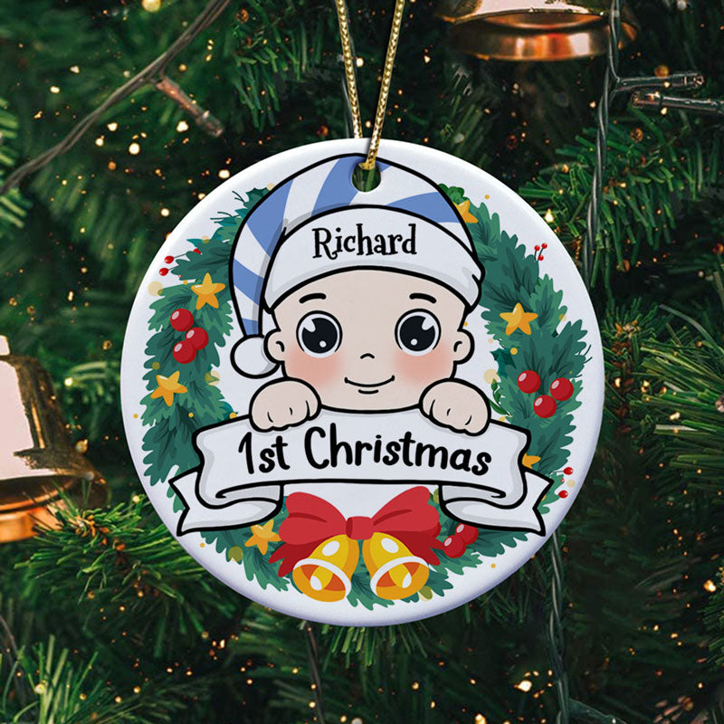 Baby's First Christmas, Christmas Wreath Ornament, Personalized Christmas Ornaments, Custom Ornament For Baby