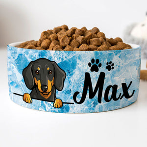 Personalized Custom Dog Bowls, Blue Marble, Gift for Dog Lovers