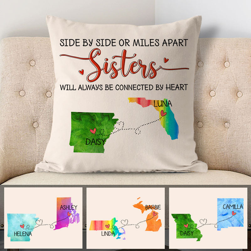 Sisters Long Distance Quotes Personalized State Colors Coffee Mug