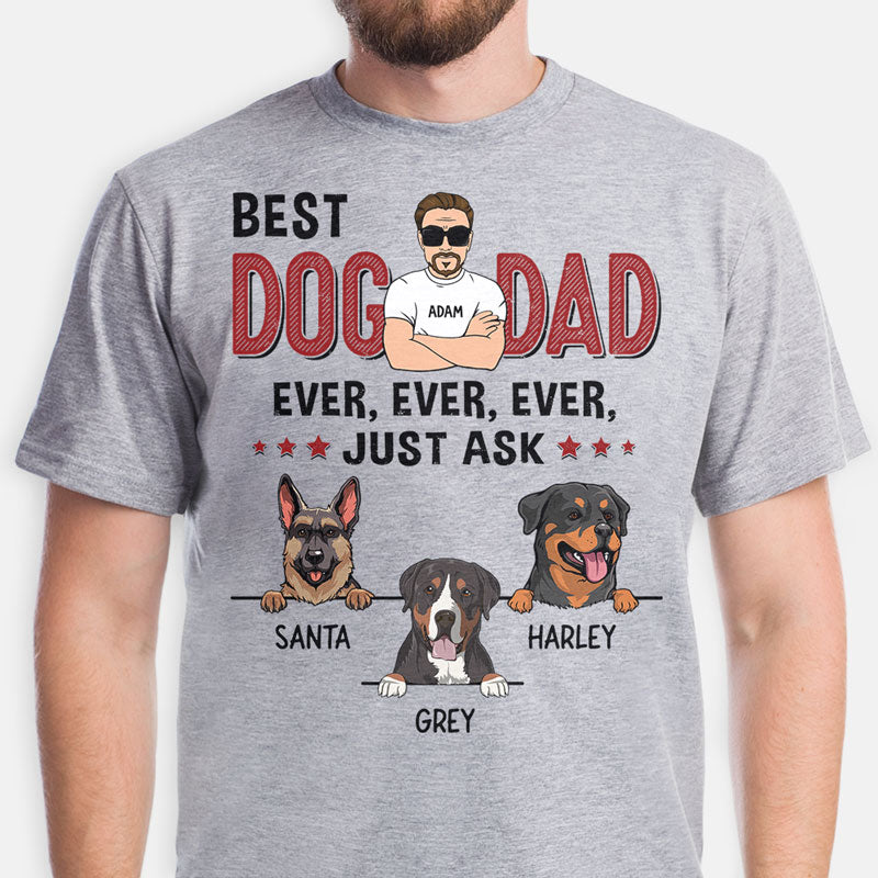 PersonalFury2 Personalized Gift Idea, Funny Gifts for Dog Lovers - Best Dog Dad Ever, PersonalFury Custom T Shirt, Premium Tee / White / L