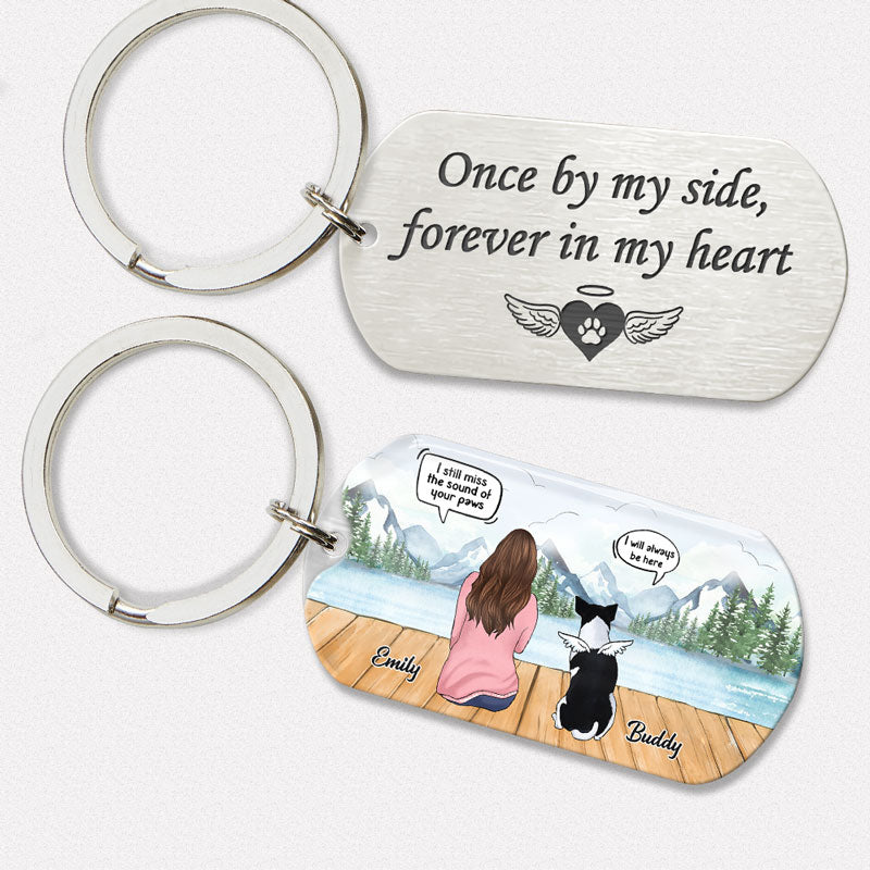 Once By My Side Forever In My Heart, Personalized Keychain, Memorial Gift For Dog Lover