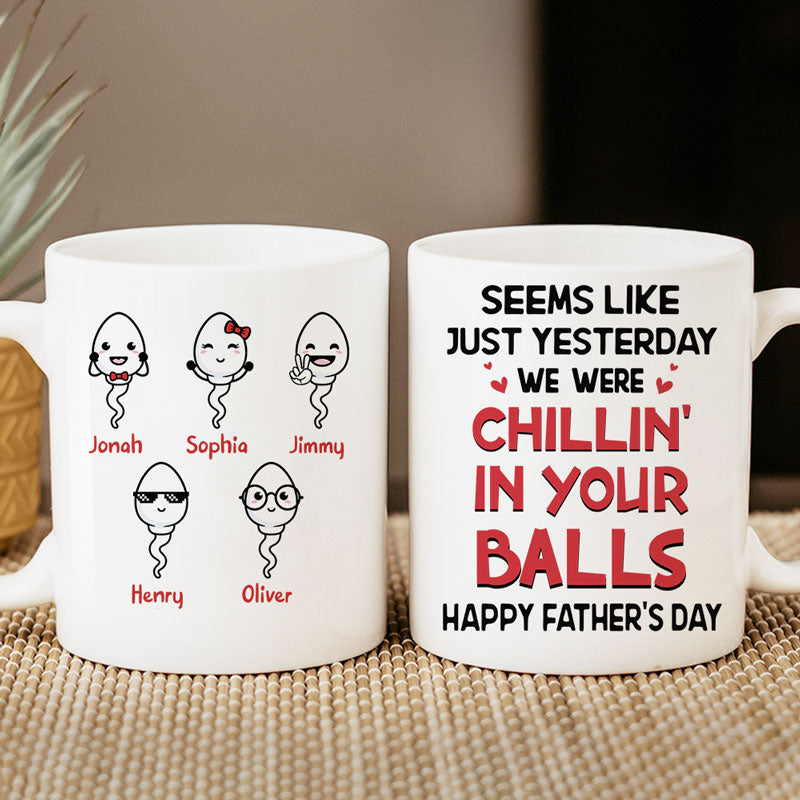 Discover Chillin' In Your Balls, Personalized Accent Mug, Father's Day Gifts