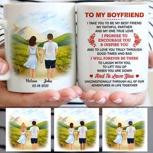 To my boyfriend Promise Encourage Inspire Spring field, Customized mug, Anniversary gifts, Personalized love gift for him