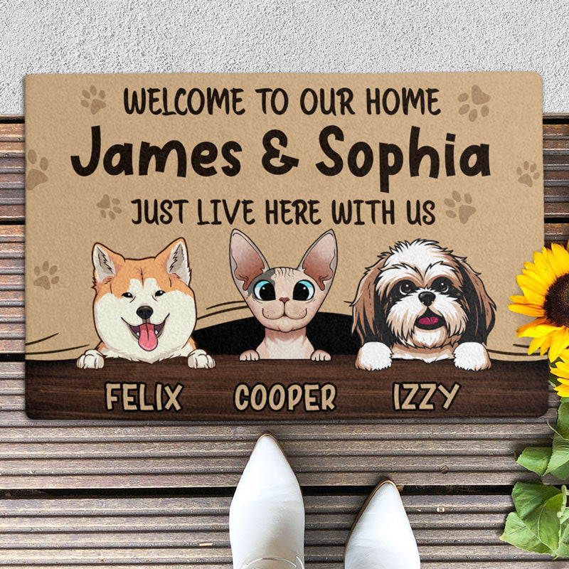 Welcome To Our Home Dog Cat, Custom Doormat, Personalized Doormat, New Home Gift, Gift For Pet Lovers
