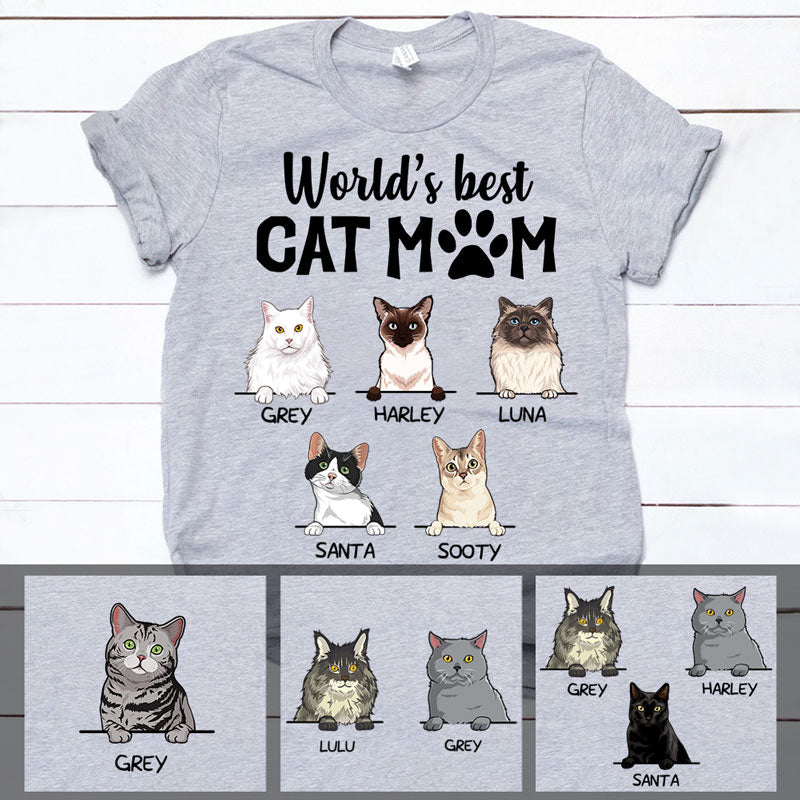 World's Best Cat Mom, Custom Shirt, Personalized Gifts for Cat Lovers