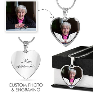 Memorial Necklace, Luxury Picture Necklace, Unique Custom Engrave Heart Pendant