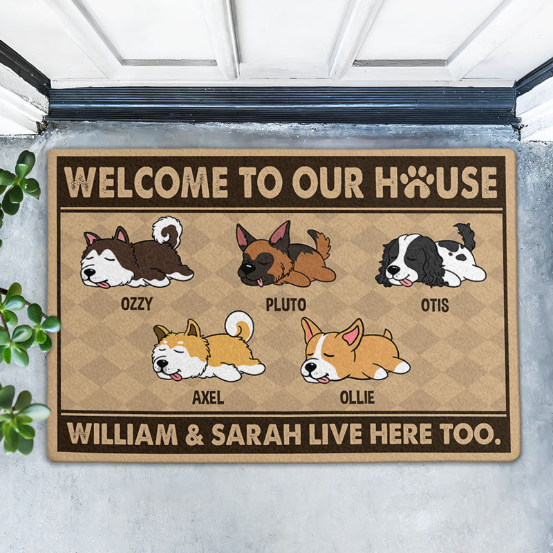Welcome To Our House, Personalized Doormat, Gift For Dog Lovers