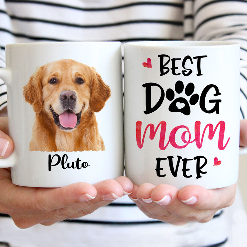 Best Dog Mom Dog Dad Ever, Personalized Accent Mug, Custom Gift For Dog Lovers, Mother's Day Gifts, Custom Photo