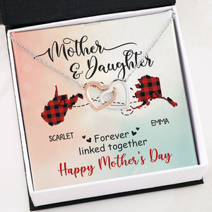 Mother and Daughter Forever Linked Together, Interlocking Heart Luxury Necklace, Gift for Mom