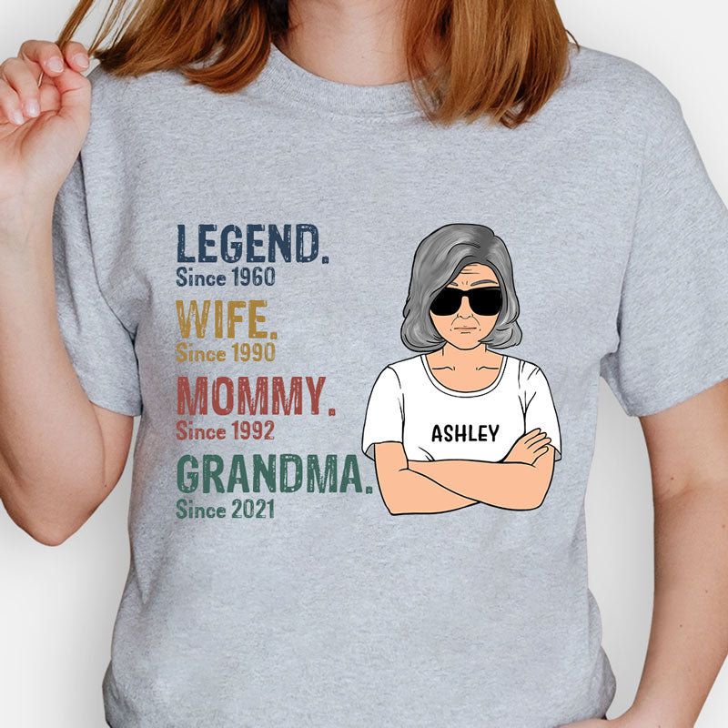 Vintage Legend Wife Since Years Old Woman, Personalized Shirt, Personalized Gift for Grandmother