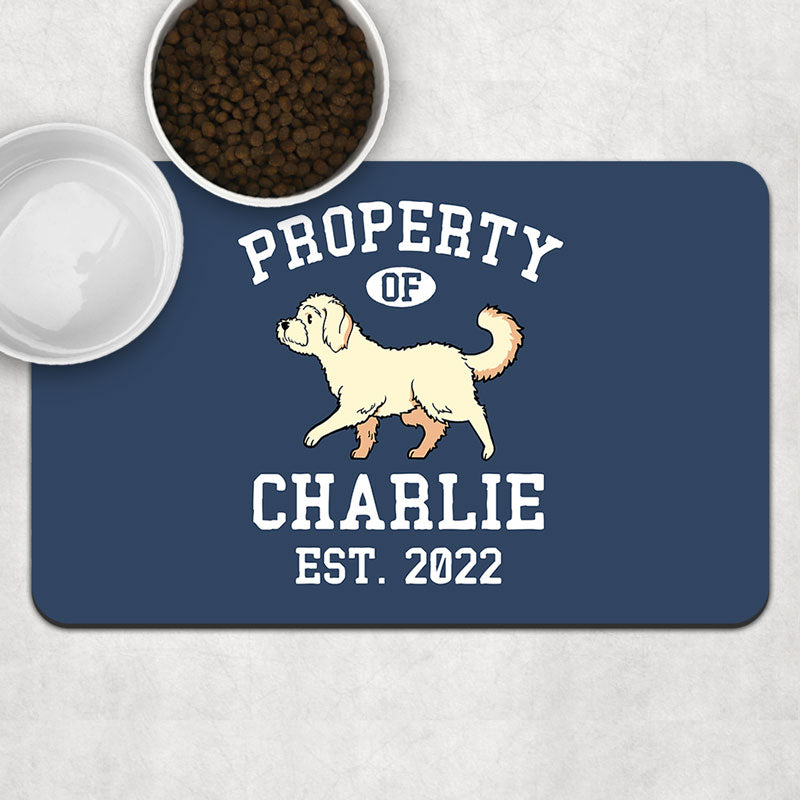 Property Of Dog Pet Placemat, Personalized Pet Food Mat, Custom Gifts For Dog Lovers