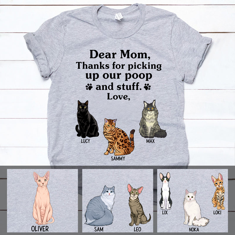 Thanks For Picking Up Our Poop And Stuff, Funny Personalized Shirt, Custom Gift for Cat Lovers, Custom Tee