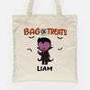 Bag of Treats, Custom Halloween Kids, Personalized Canvas Tote Bag, Halloween Bags for Kids