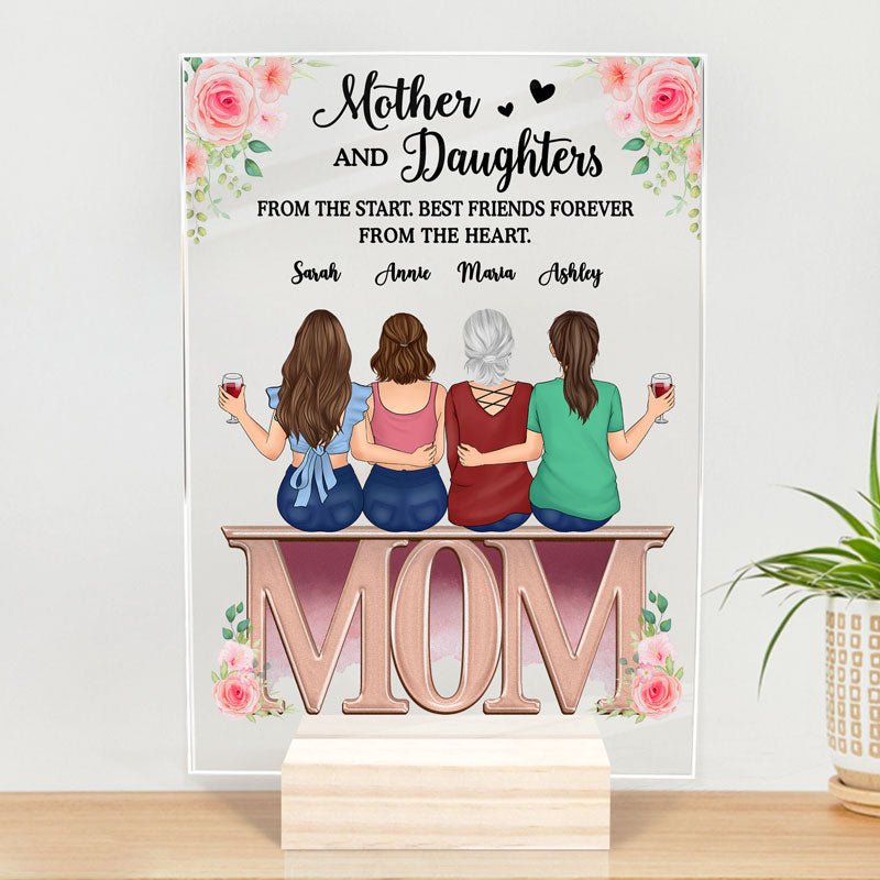 The Love Between Mother And Daughters Knows No Distance, Personalized Acrylic Plaque, LED Light, Mother's Day Gifts