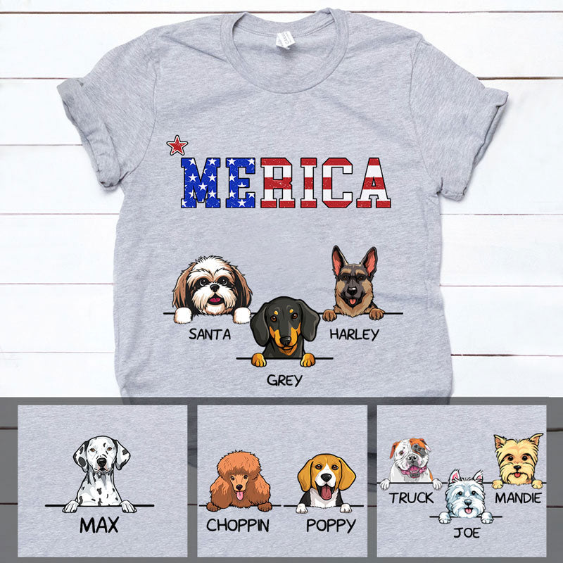 Merica, Personalized Shirt, Customized Gifts for Dog Lovers, Custom Tee