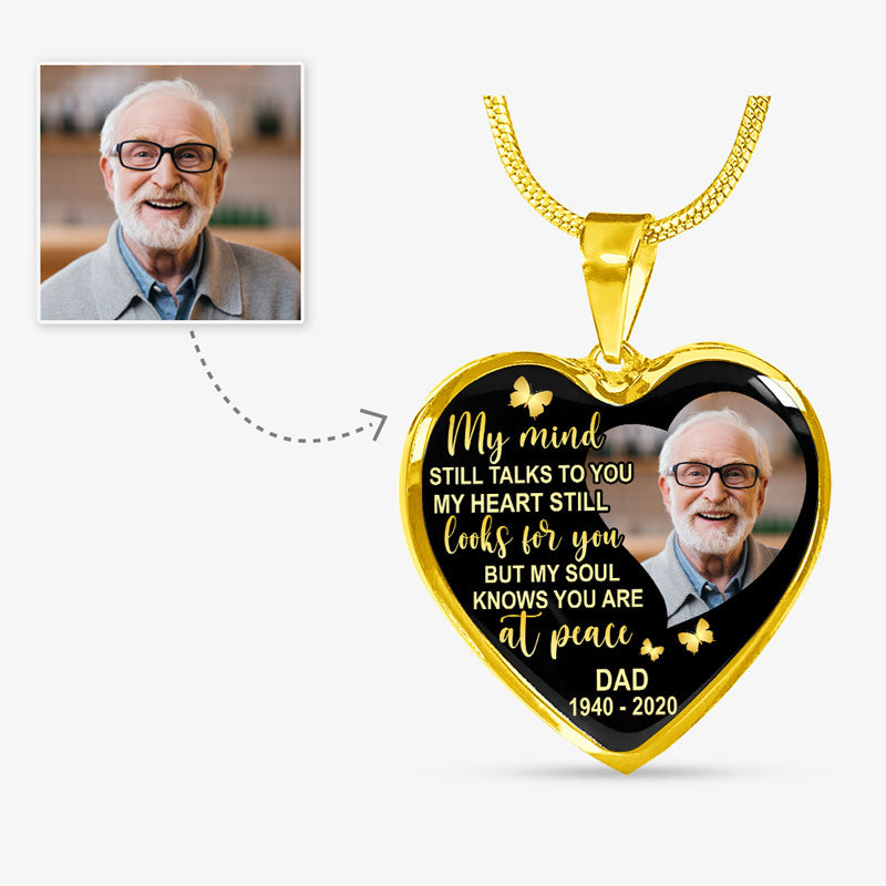 My Soul Knows You Are At Peace, Custom Photo, Luxury Heart Necklace