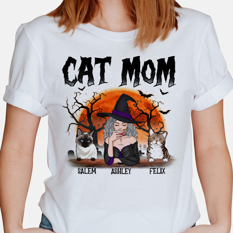 Cat Mom Halloween, Gift For Cat Mom, Custom Shirt For Cat Lovers, Personalized Gift