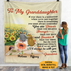 Personalized Gift To Daughter, Granddaughter Sunflower, If Ever There Is A Tomorrow, Custom Blanket