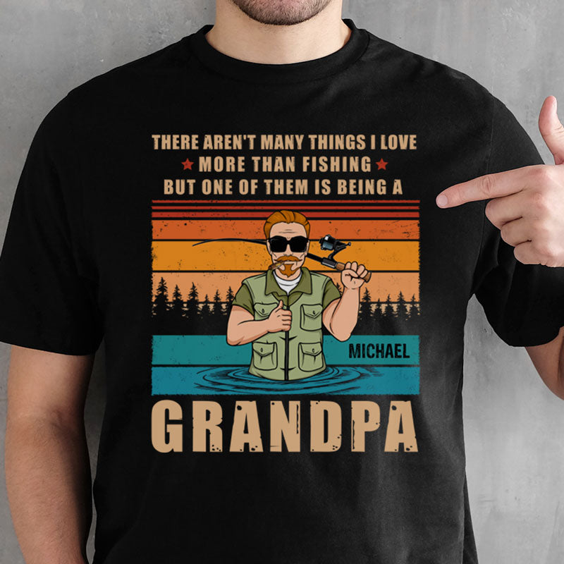 Personalized Gift for Grandpa, Custom T Shirt - Being A Grandpa Old Man Fishing, Family Gift, PersonalFury, Basic Tee / Purple / M