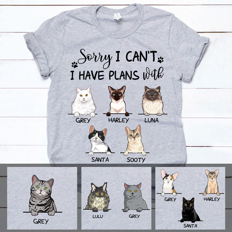Sorry I Have Plans With Cats, Custom Shirt, Personalized Gifts for Cat Lovers
