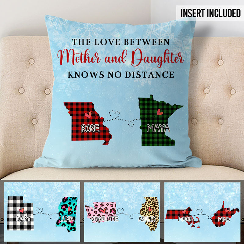The Love between Mother and Daughter, Personalized State Colors Pillow, Custom Christmas Gift