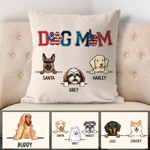 Dog Mom, America, Personalized Pillows, Custom Gift for Dog Lovers