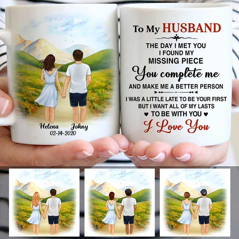 To my husband Missing piece I love you Spring field, Customized mug, Anniversary gifts, Personalized love gift for him
